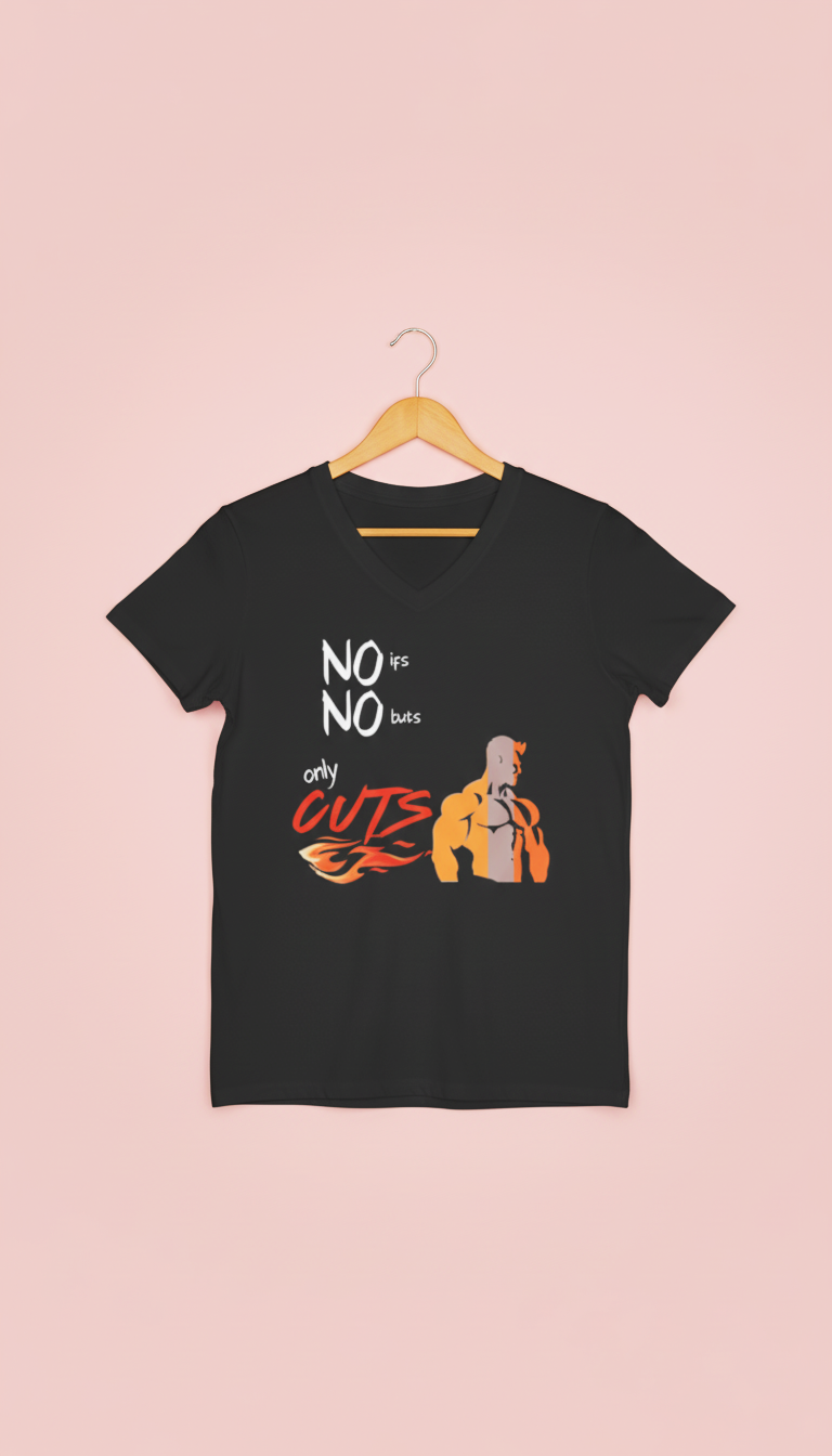 Black t-shirt with graphic design and text on a pink background