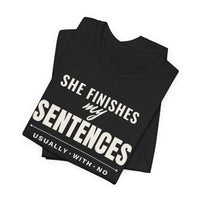 She Finishes My Sentences men's T-shirt, view 2