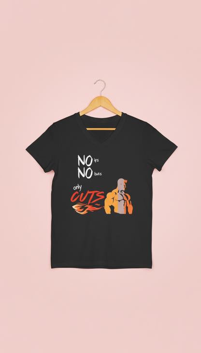 Black t-shirt with graphic design and text on a pink background