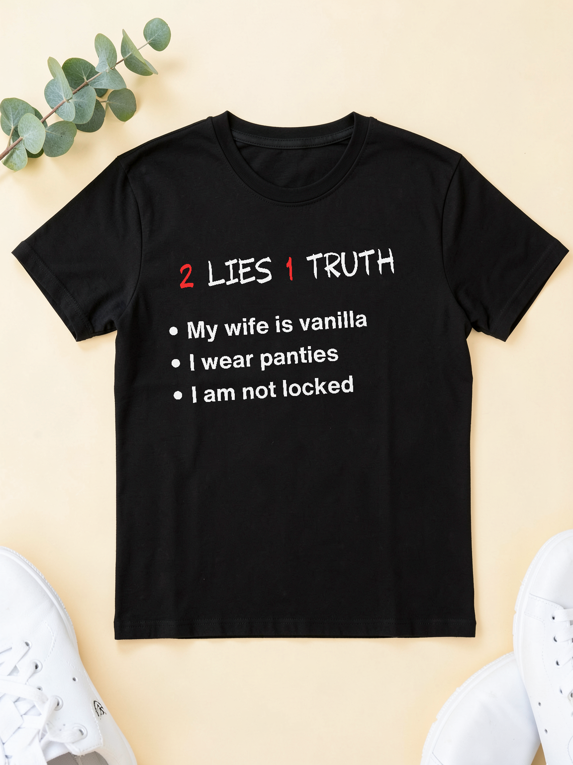 2 Lies, 1 Truth — flat lay [kk-ai-shoot]