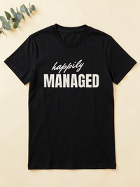 Happily Managed — flat lay [kk-ai-shoot]