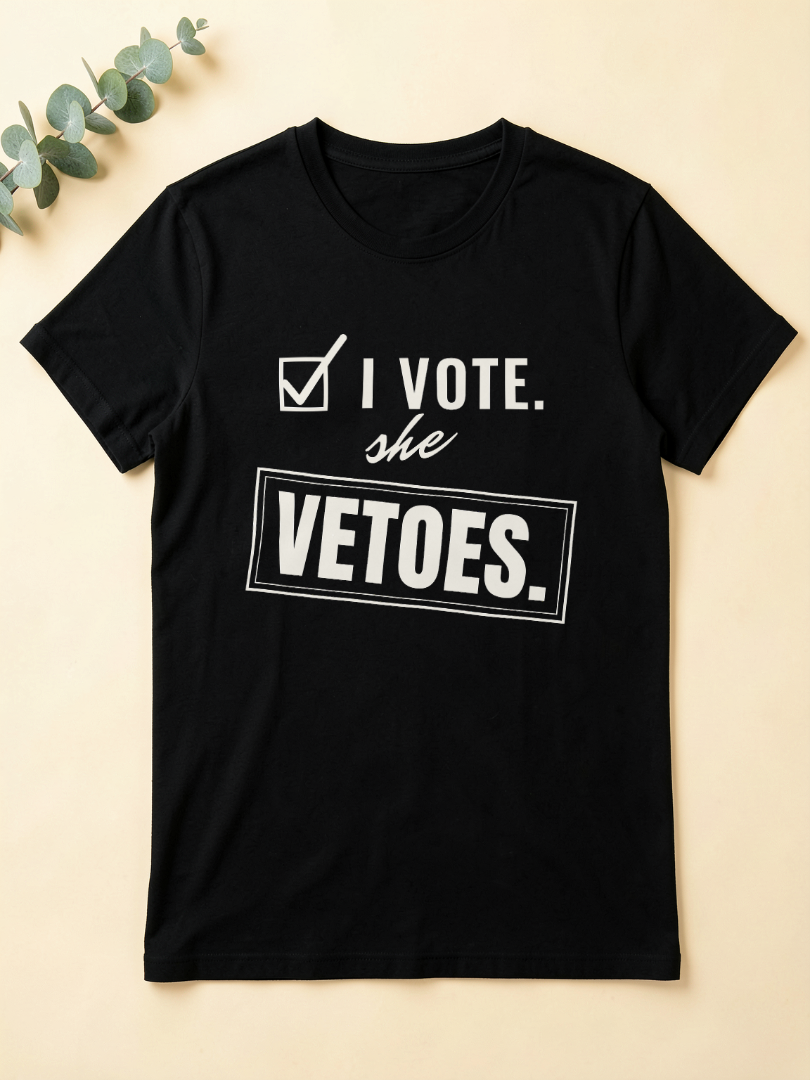 I Vote. She Vetoes. — flat lay [kk-ai-shoot]