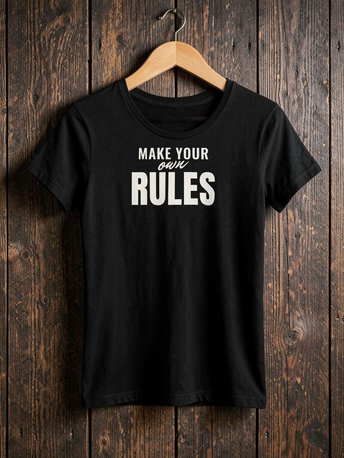 Make Your Own Rules — on hanger [kk-ai-shoot]