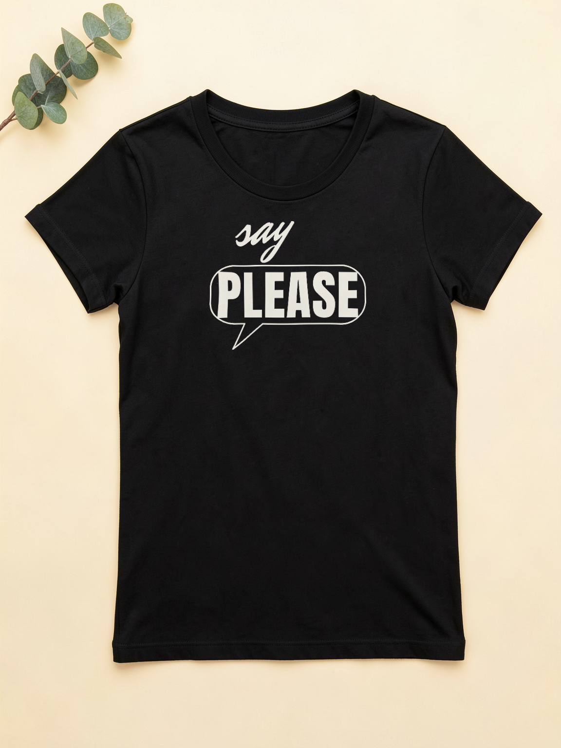 Say Please — flat lay [kk-ai-shoot]
