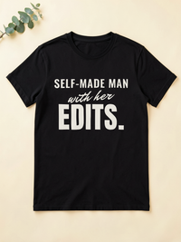 Self-Made Man With Her Edits — flat lay [kk-ai-shoot]