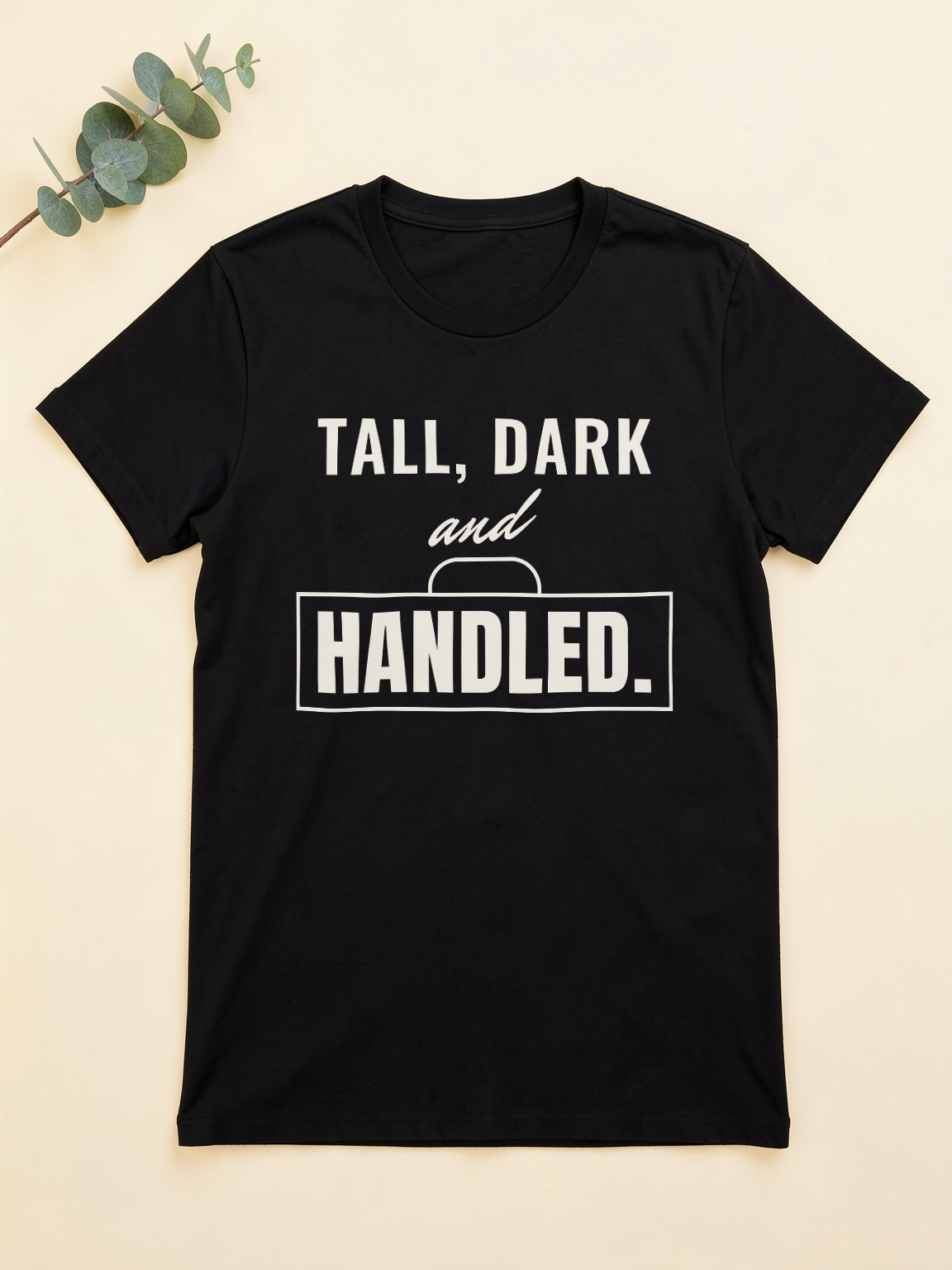 Tall, Dark and Handled — flat lay [kk-ai-shoot]