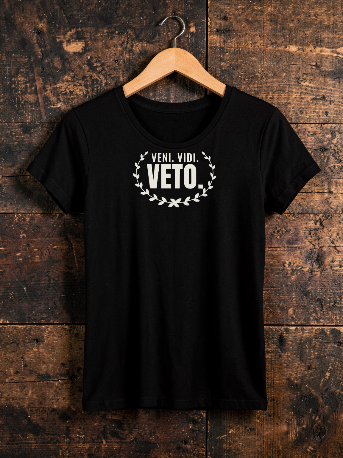 Veni. Vidi. Veto. — on hanger [kk-ai-shoot]
