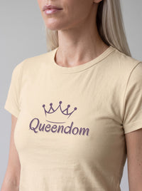 Queendom tee in Soft Cream — angled close-up [kk-studio]