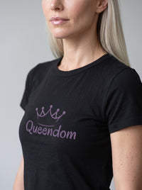 Queendom tee in Black — angled close-up [kk-studio]