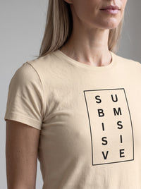 Submissive tee in Soft Cream — angled close-up [kk-studio]