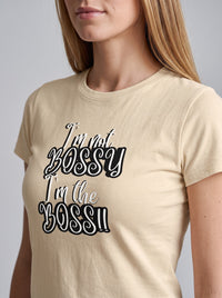 I Am the Boss tee in Soft Cream — angled close-up [kk-studio]