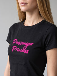 Passenger Princess tee in Black — angled close-up [kk-studio]