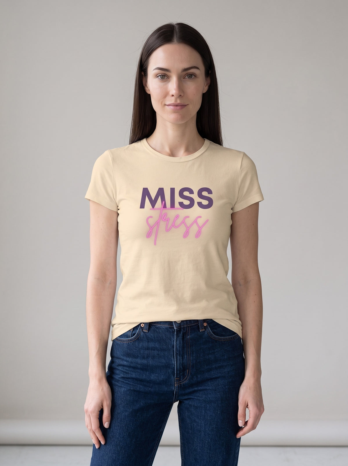 Miss Stress tee in Soft Cream — front [kk-studio]