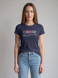 Flourish tee in Navy — front [kk-studio]