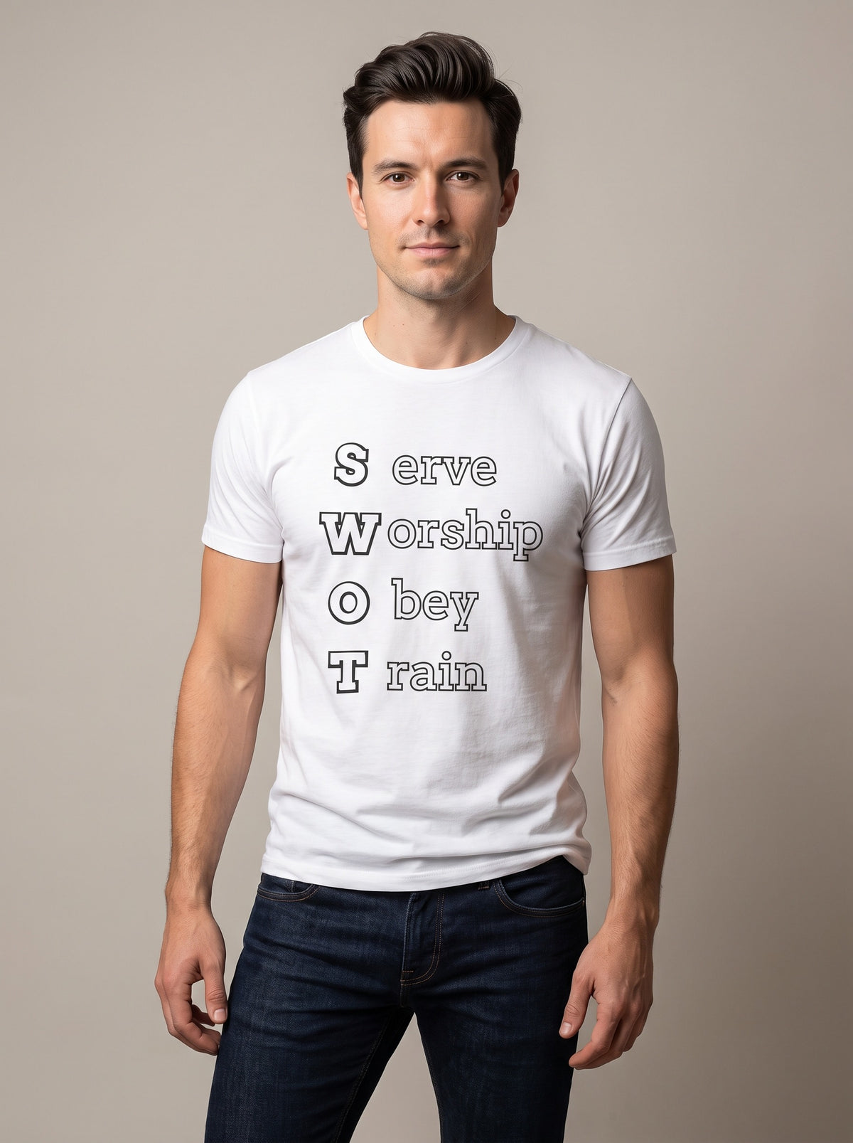 SWOT tee in White — front [kk-studio]