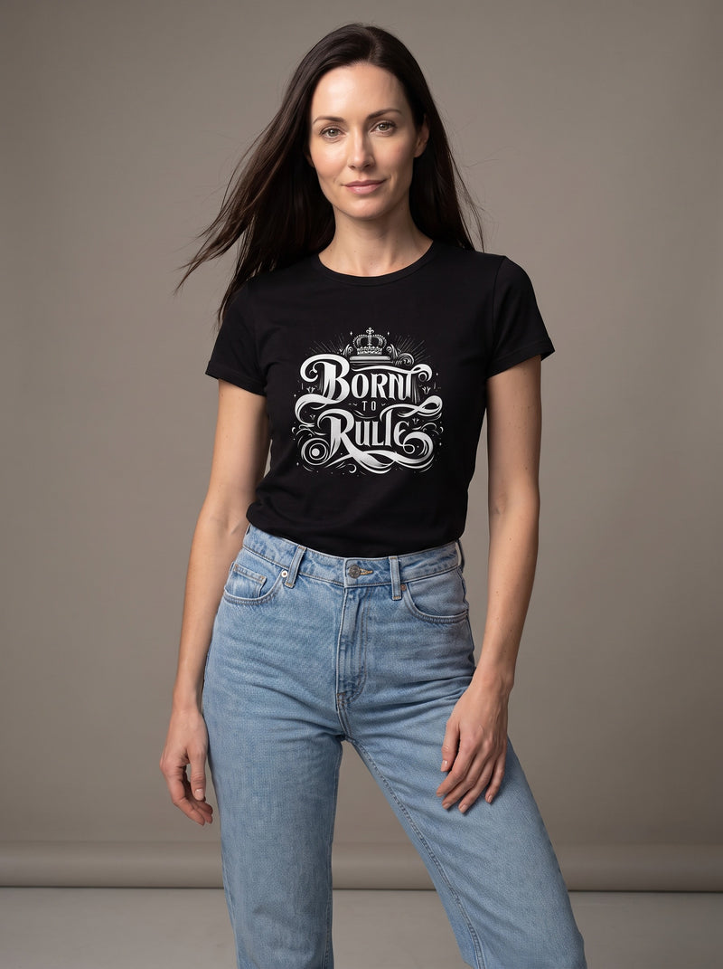 Born to Rule tee in Black — front [kk-studio]
