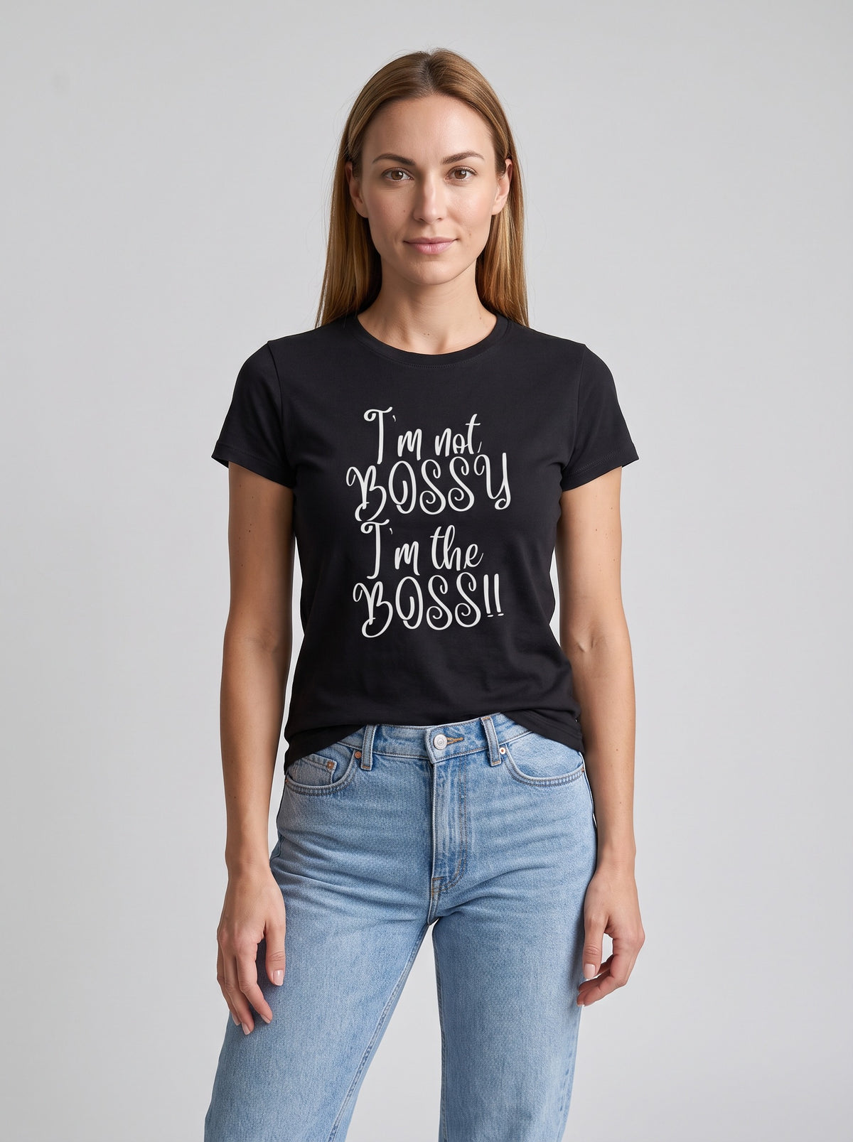 I Am the Boss tee in Black — front [kk-studio]