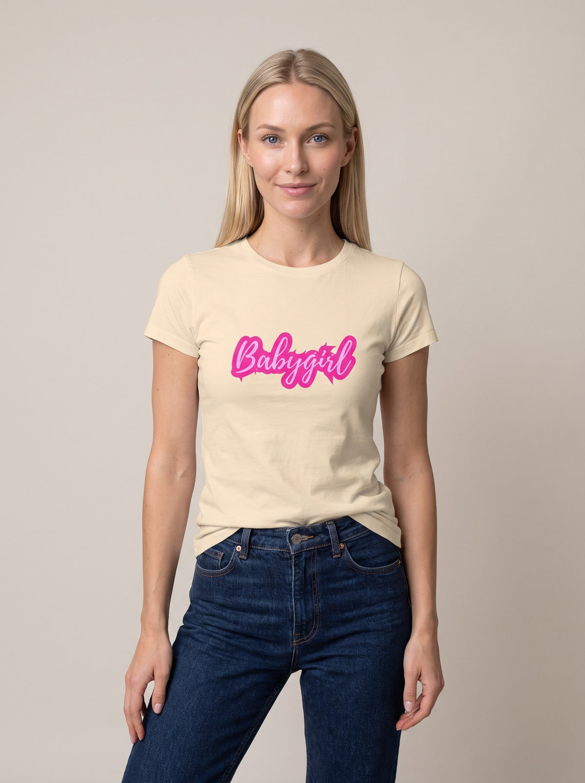 Babygirl tee in Soft Cream — front [kk-studio]