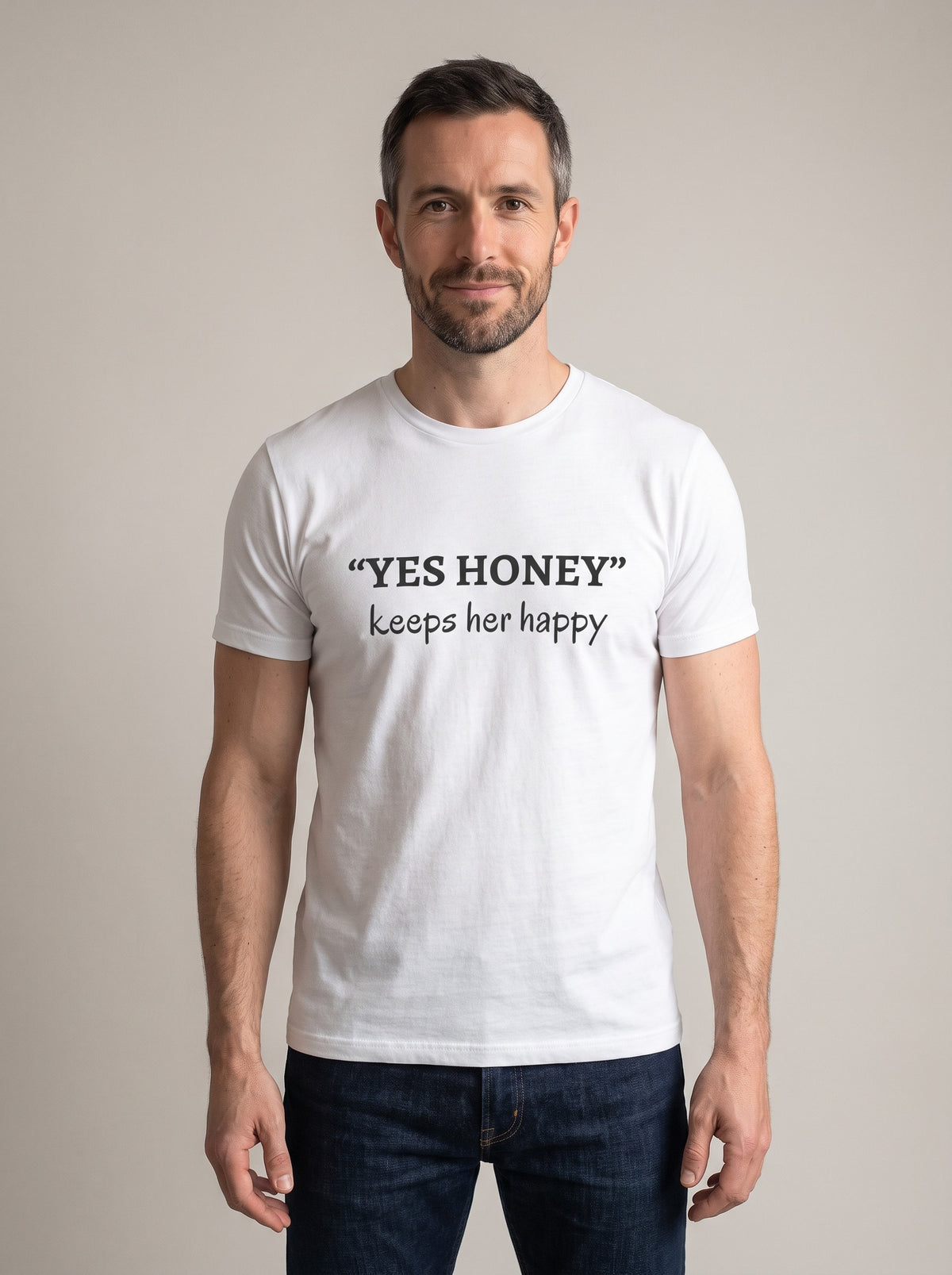 Yes Honey tee in White — front [kk-studio]