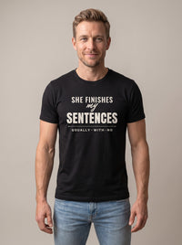 She Finishes My Sentences tee in Black — front [kk-studio]