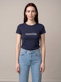 Not Vanilla tee in Navy — front [kk-studio]