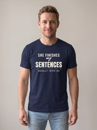 She Finishes My Sentences tee in Navy — front [kk-studio]