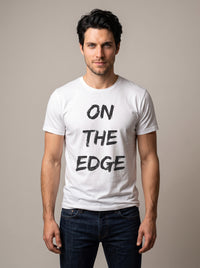 On the Edge tee in White — front [kk-studio]