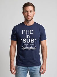 PhD in Sub tee in Navy — front [kk-studio]