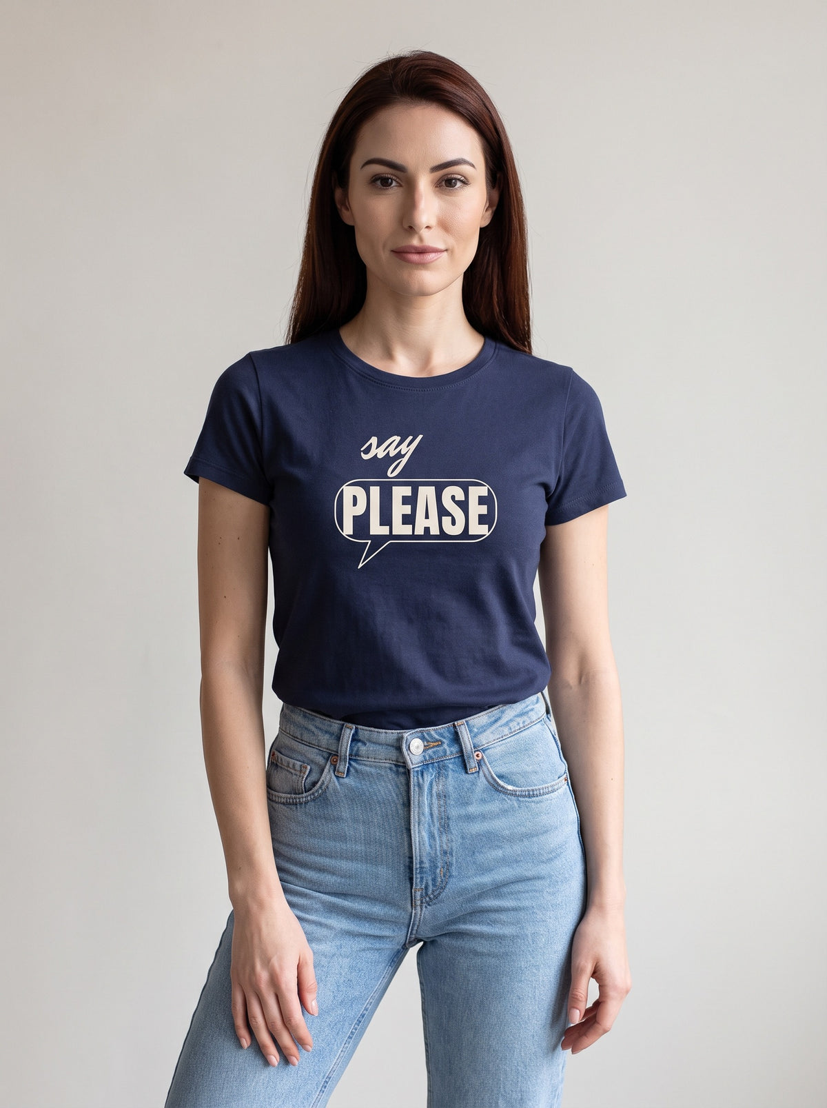 Say Please tee in Navy — front [kk-studio]
