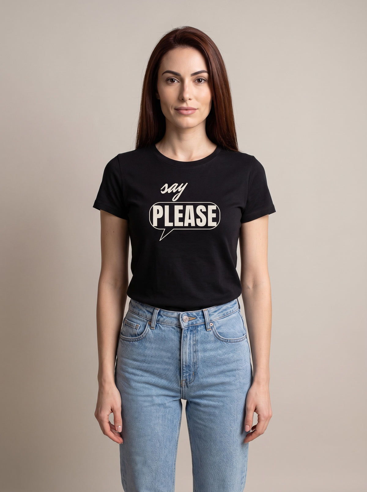 Say Please tee in Black — front [kk-studio]