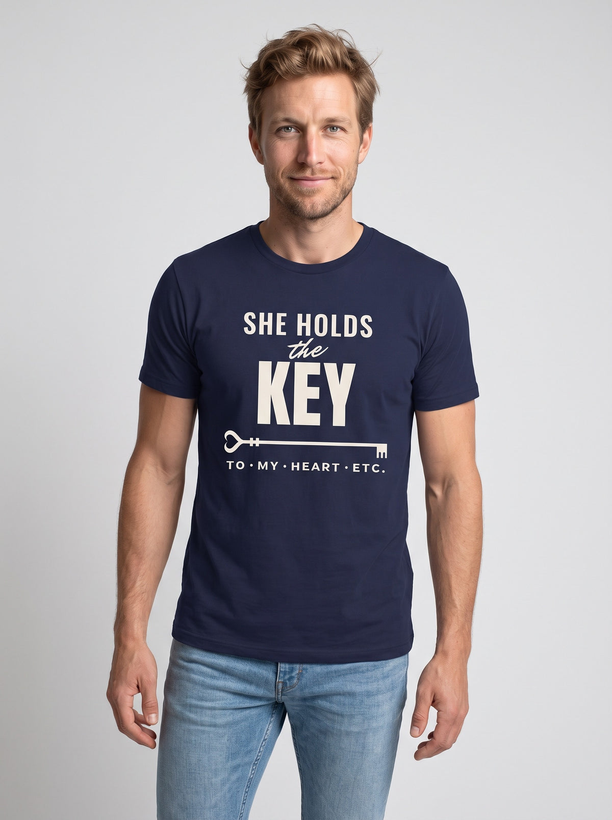 She Holds the Key tee in Navy — front [kk-studio]