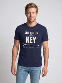 She Holds the Key tee in Navy — front [kk-studio]
