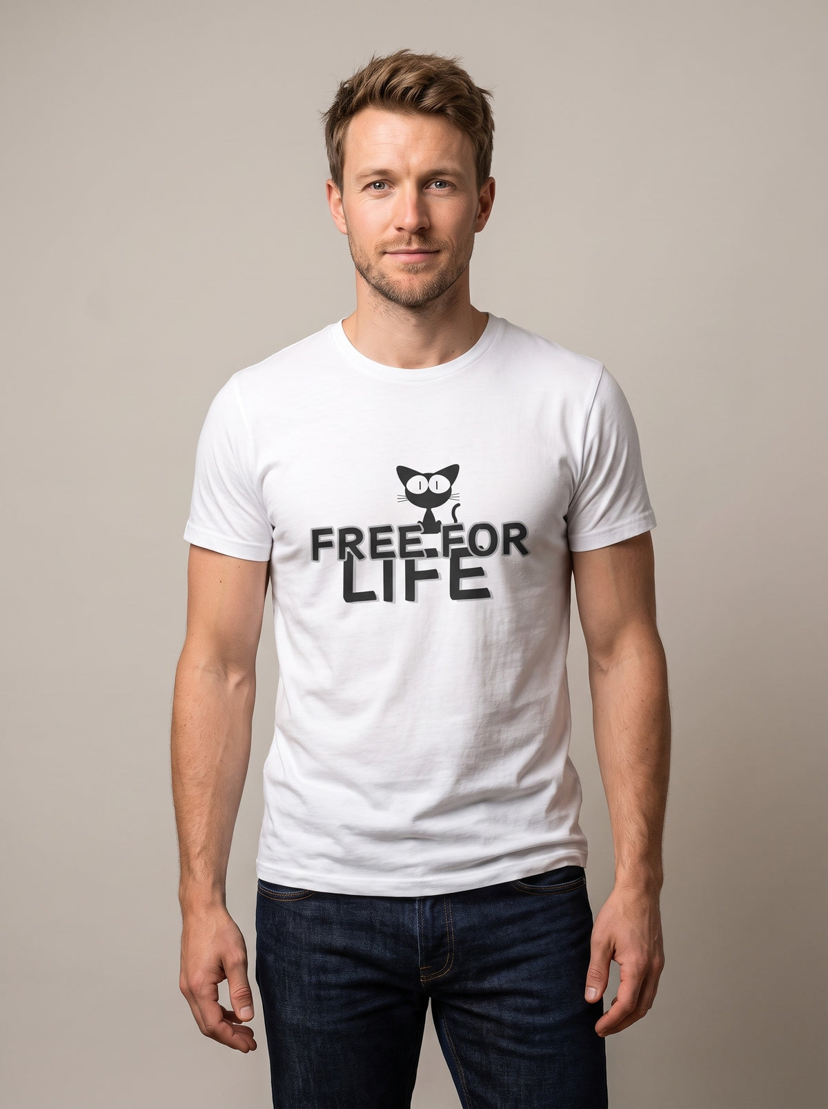 Free For Life tee in White — front [kk-studio]