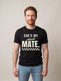 She's My Checkmate tee in Black — front [kk-studio]