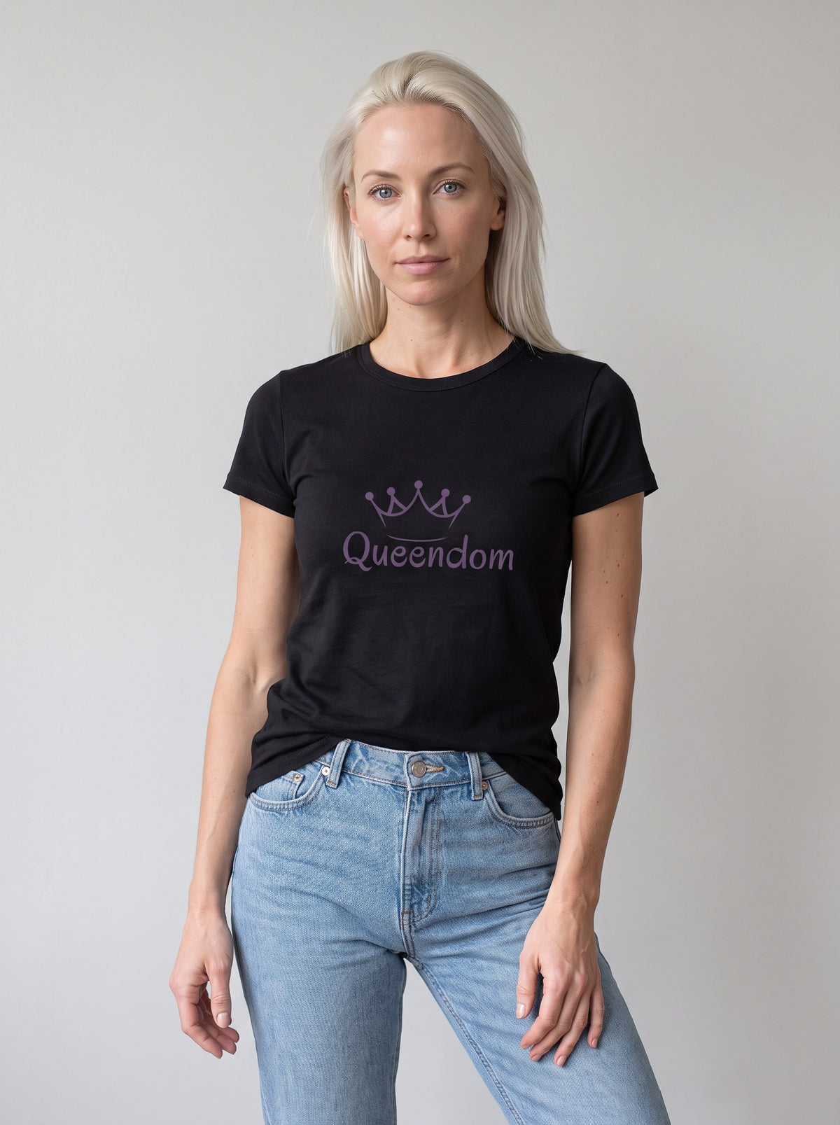 Queendom tee in Black — front [kk-studio]