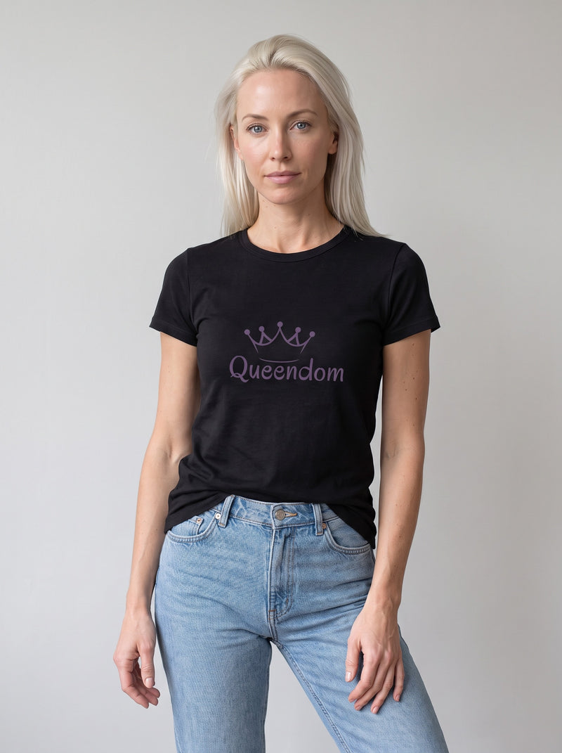Queendom tee in Black — front [kk-studio]