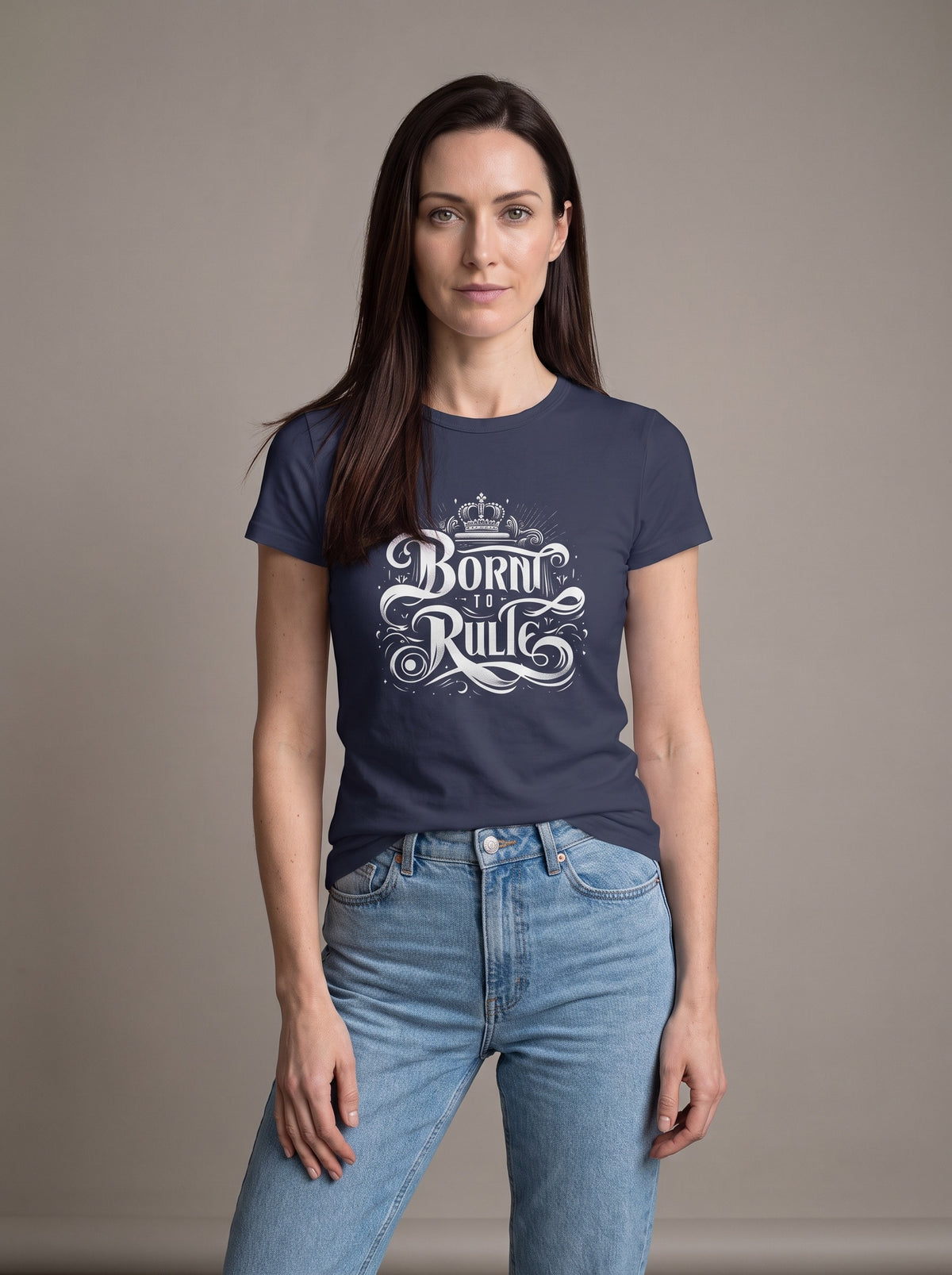Born to Rule tee in Navy — front [kk-studio]