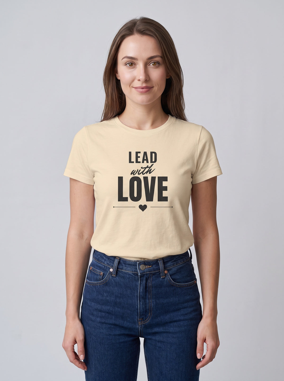 Lead With Love tee in Soft Cream — front [kk-studio]