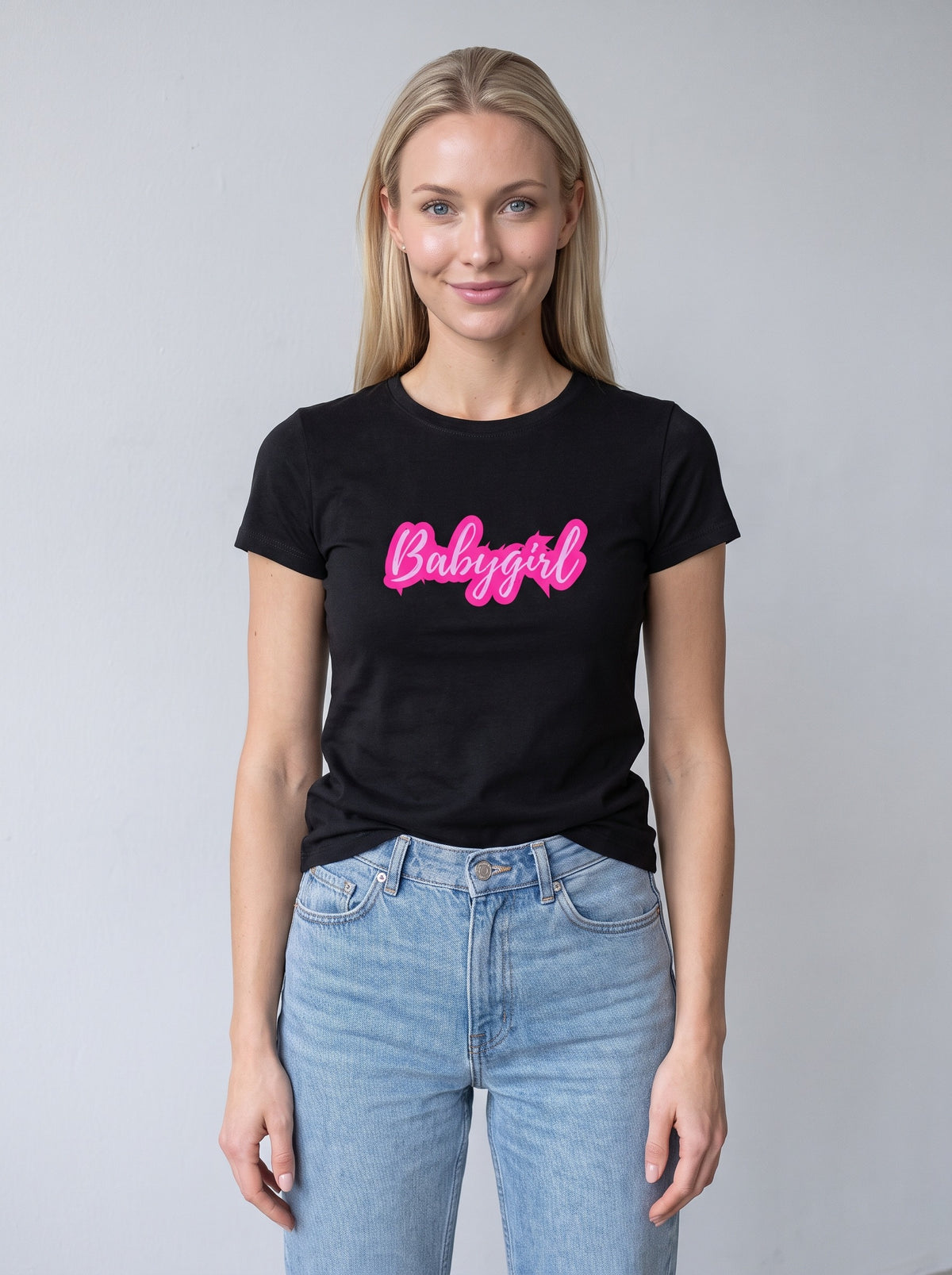 Babygirl tee in Black — front [kk-studio]