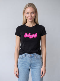 Babygirl tee in Black — front [kk-studio]