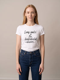 Long Nails = No Household Chores tee in White — front [kk-studio]
