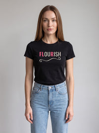 Flourish tee in Black — front [kk-studio]