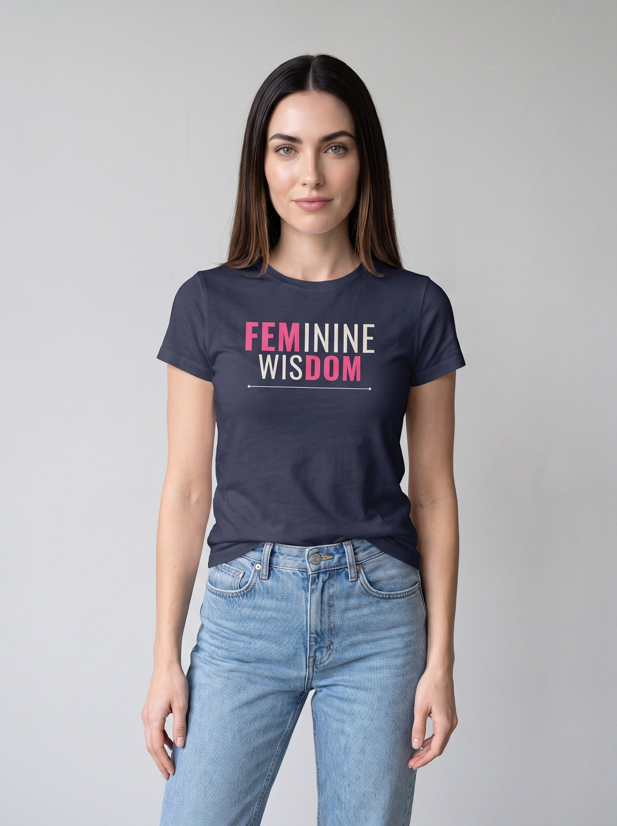 Feminine Wisdom tee in Navy — front [kk-studio]