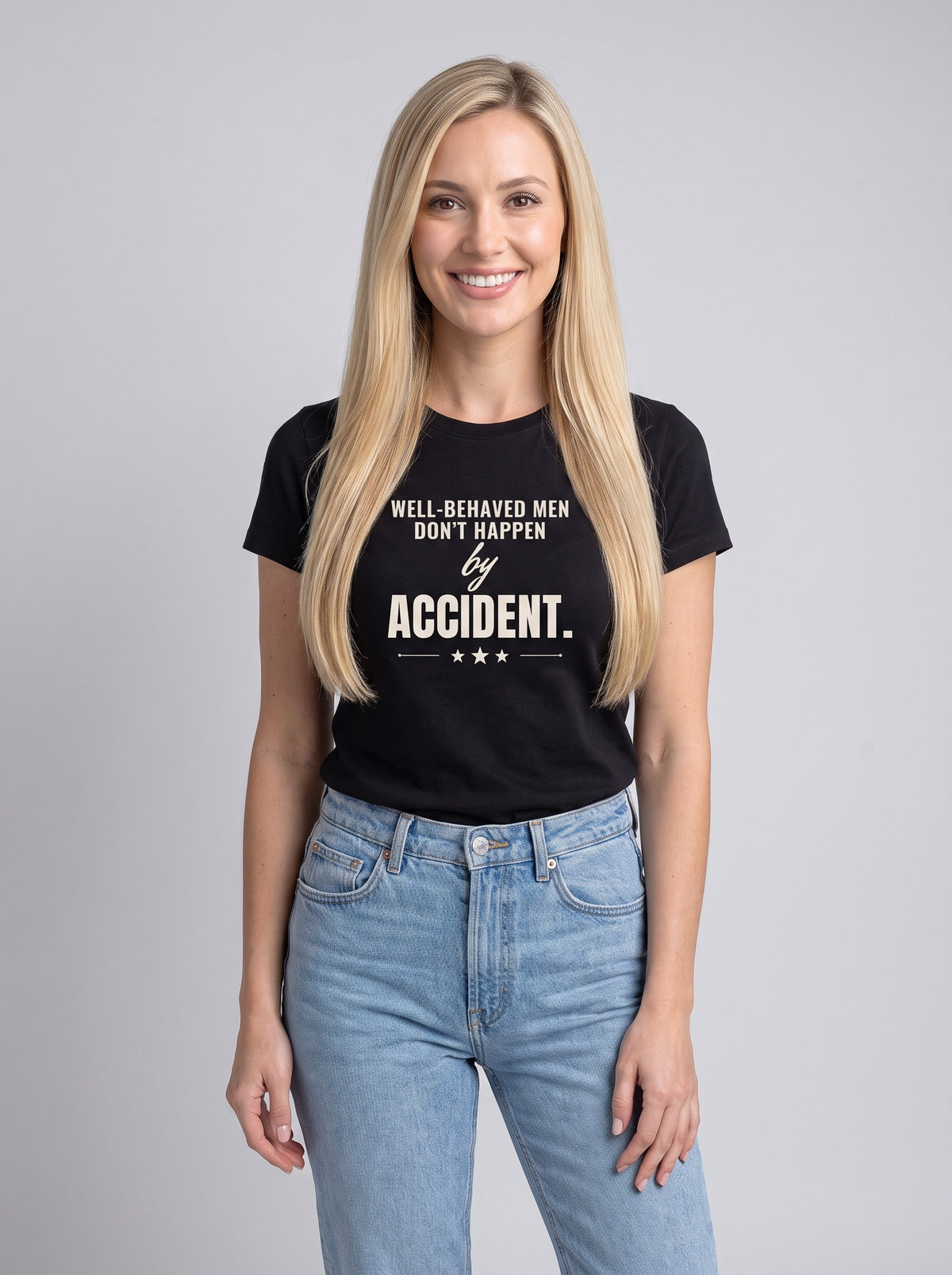 Well-Behaved Men Don't Happen by Accident tee in Black — front [kk-studio]