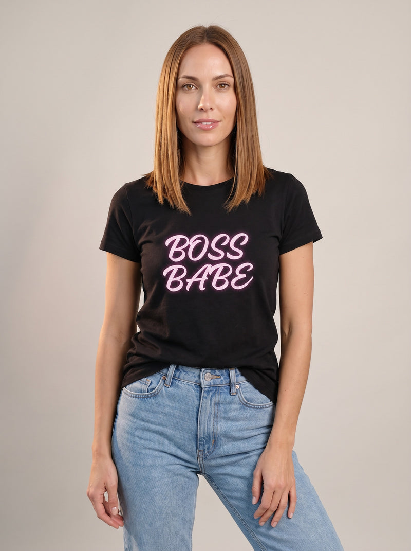 Boss Babe tee in Black — front [kk-studio]