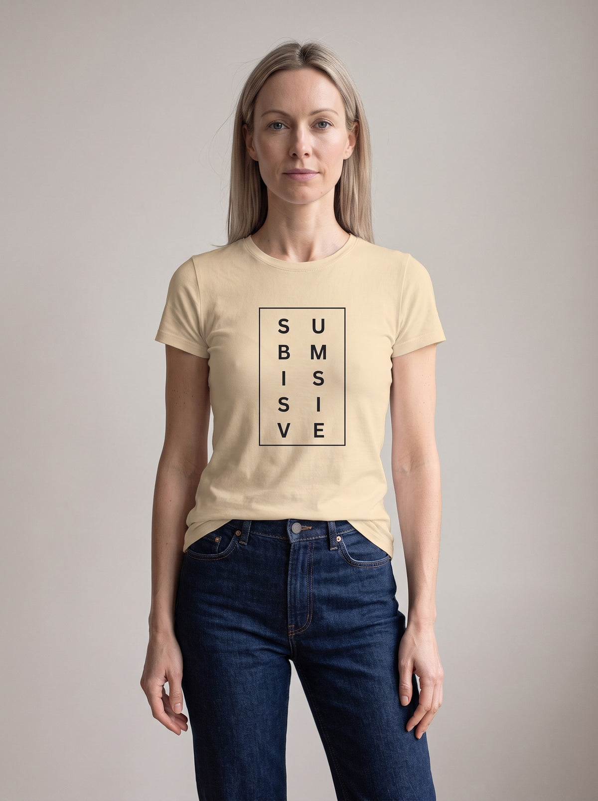 Submissive tee in Soft Cream — front [kk-studio]