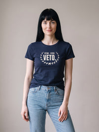 Veni. Vidi. Veto. tee in Navy — front [kk-studio]