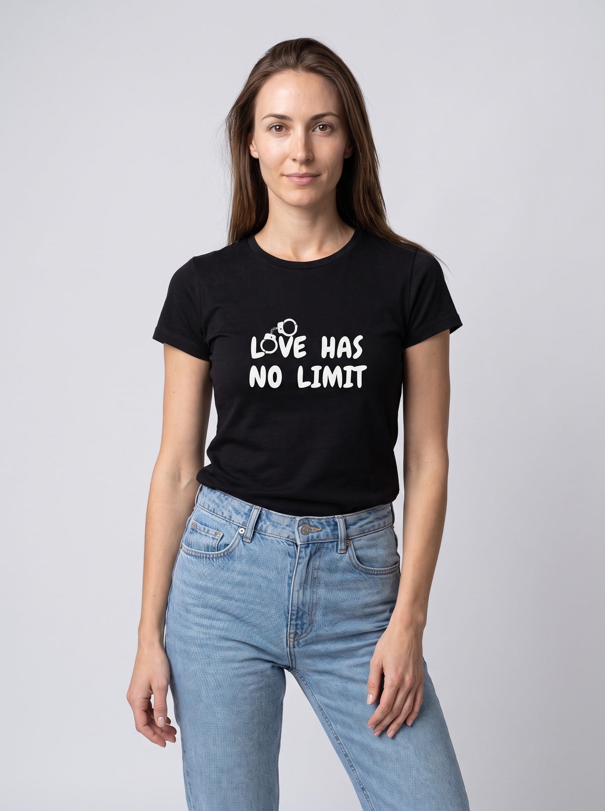 Love Has No Limit (Hers) tee in Black — front [kk-studio]