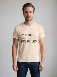 My Wife, Her Rules tee in Soft Cream — front [kk-studio]