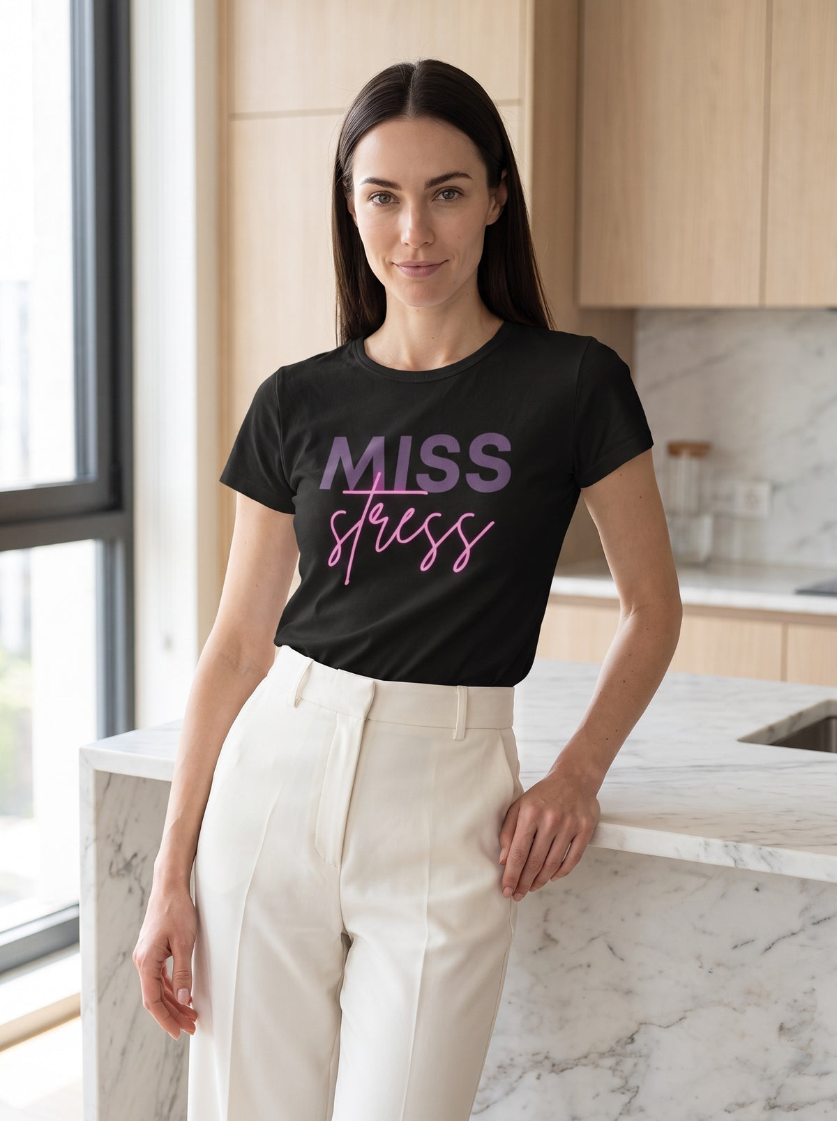 Miss Stress tee in Black — lifestyle [kk-studio]
